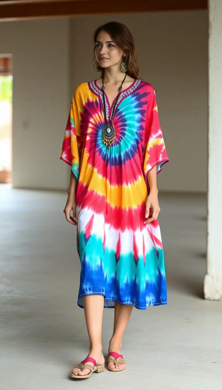 Tie-Dye Kaftan Dress