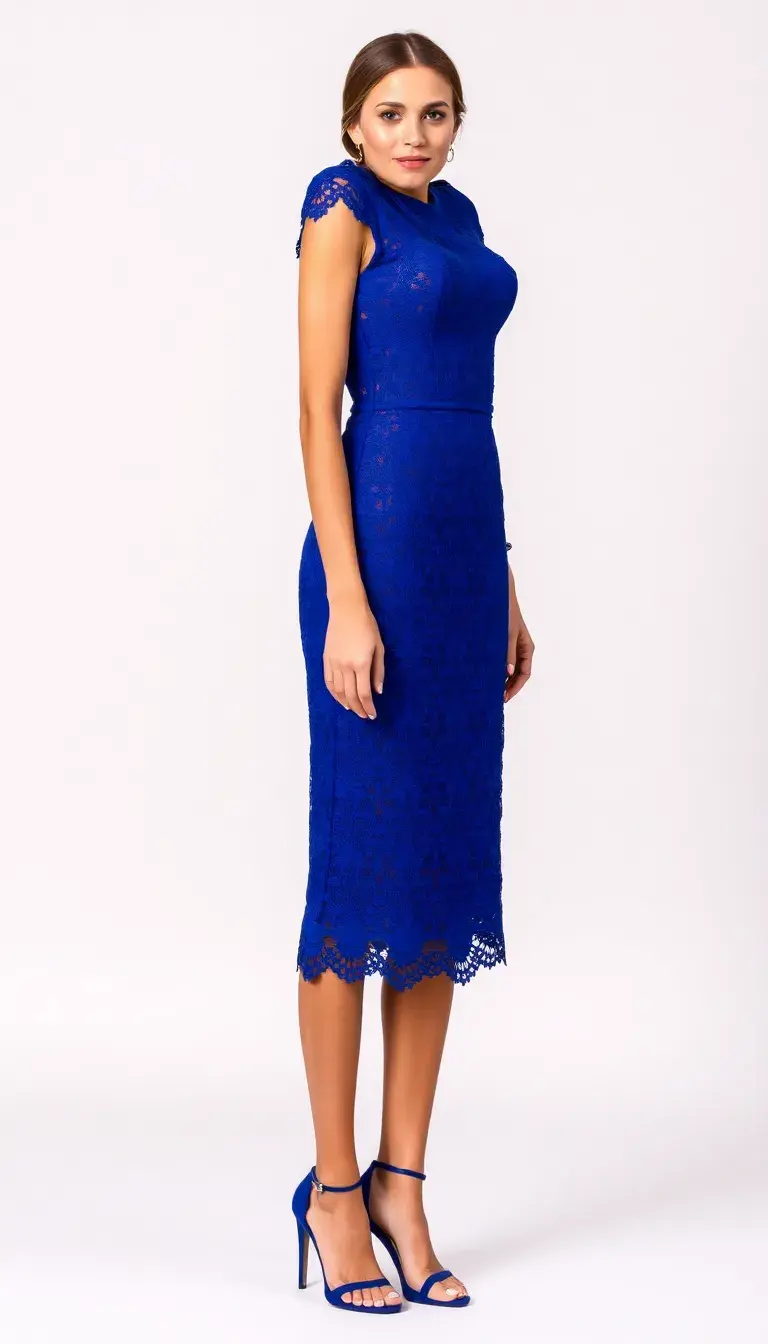 Blue Lace Cocktail Dress