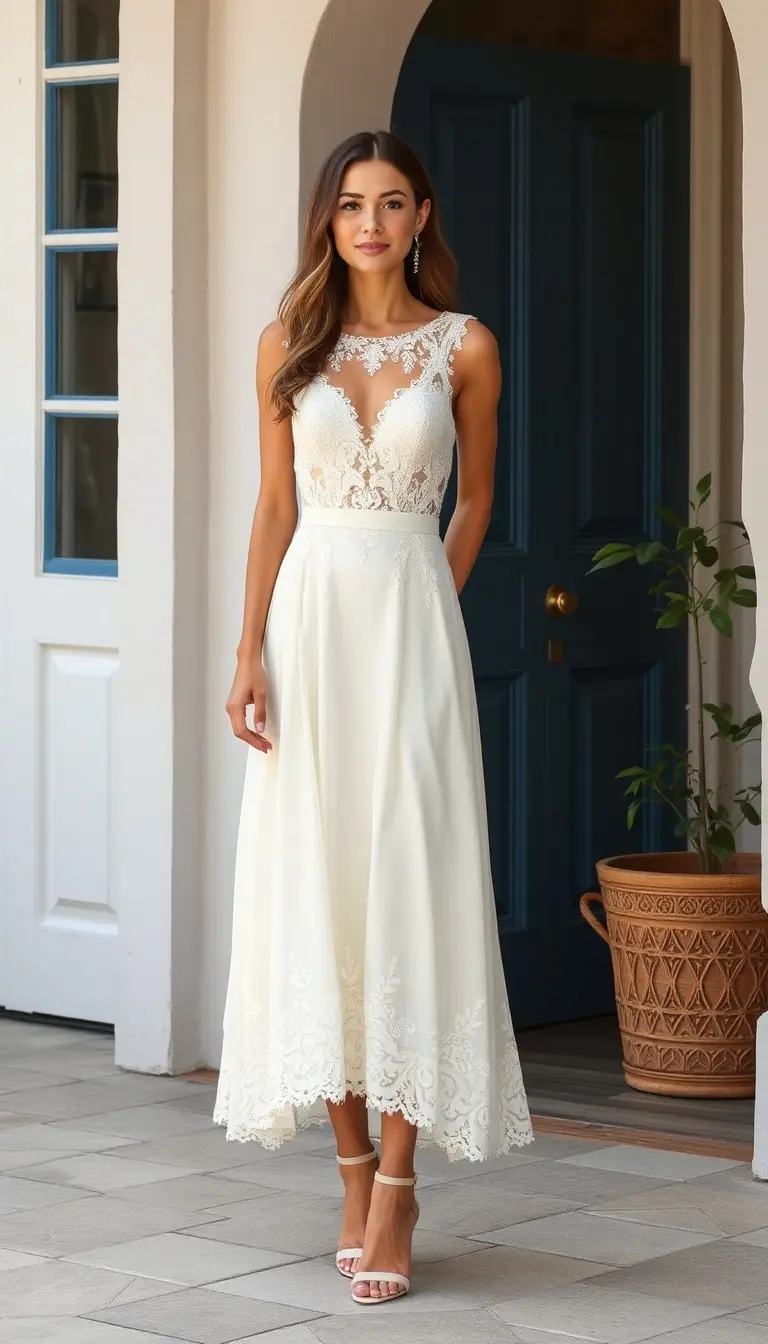 Ivory Lace Wedding Guest Dress