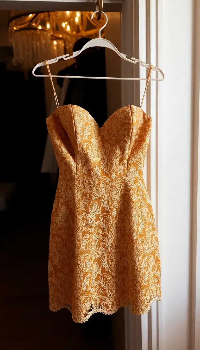 Gold Lace Mini Dress