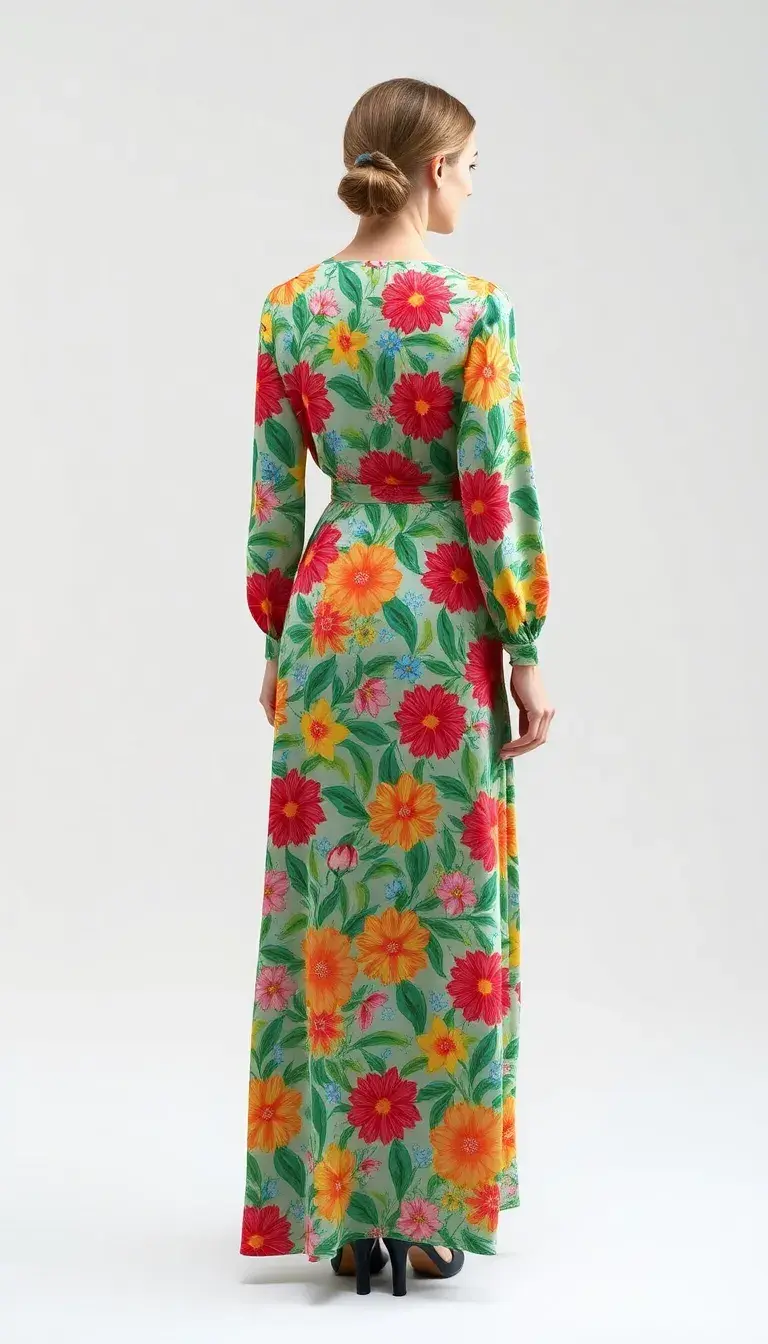 Floral Print Long Dress studio view