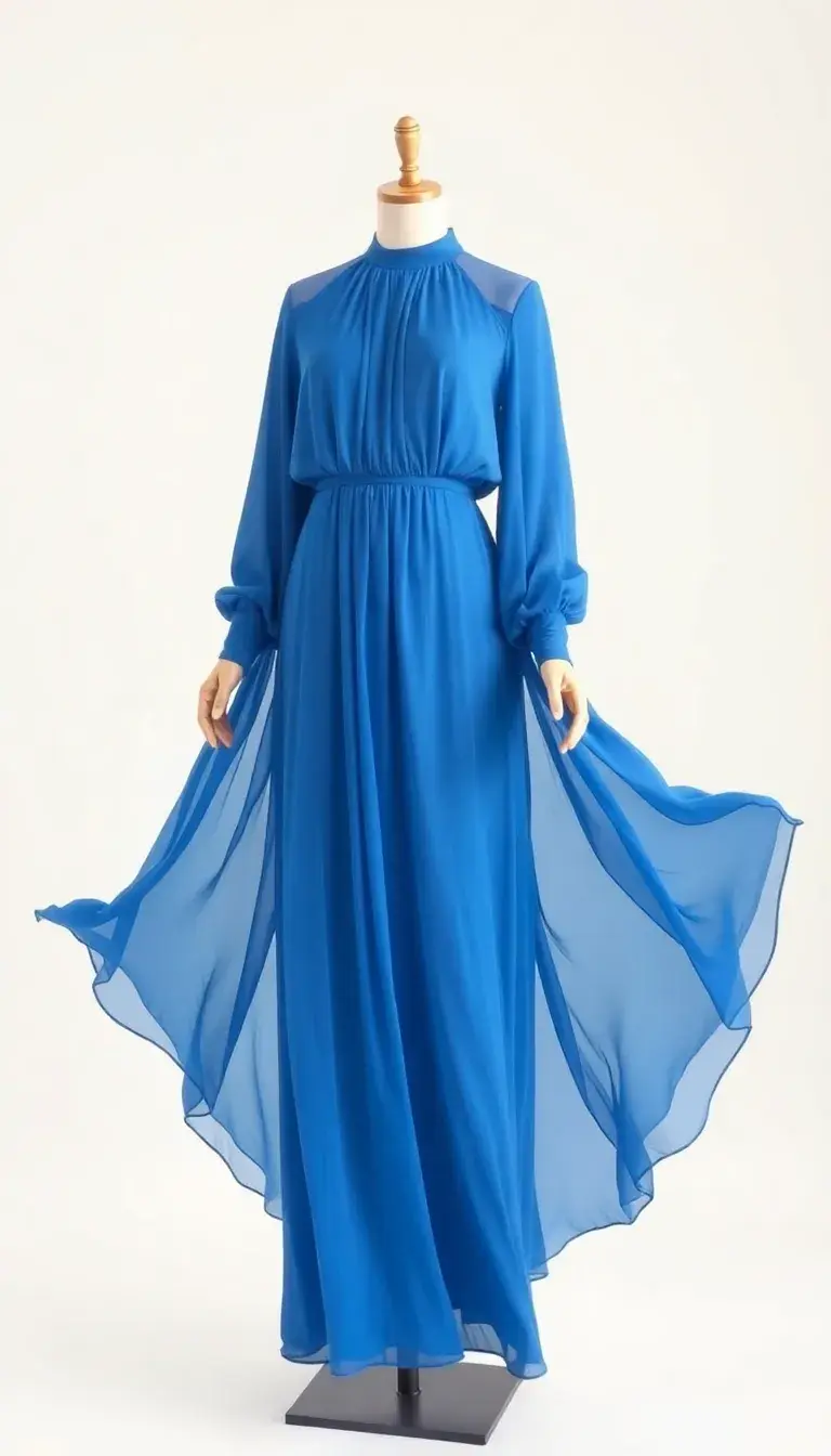 Chiffon Long Sleeve Maxi blue dress