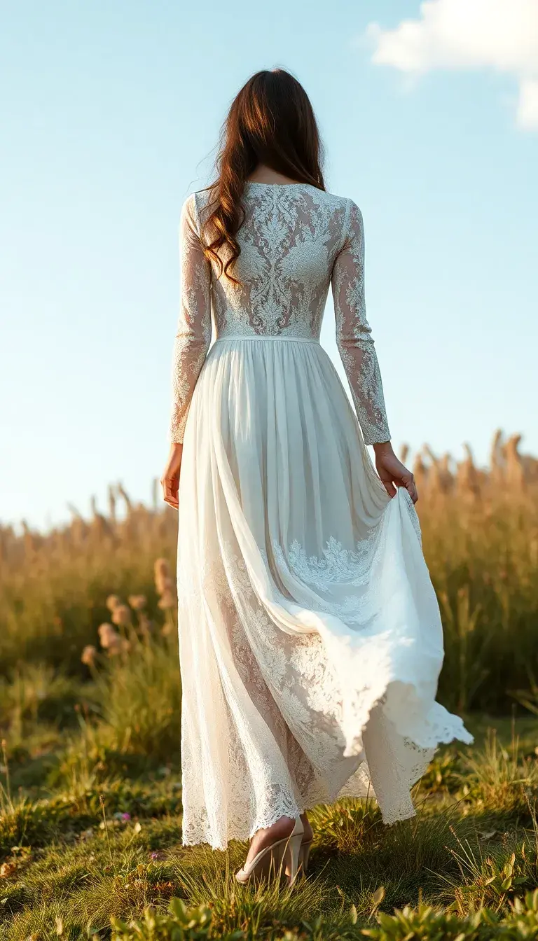 White Lace Long Sleeve Dress