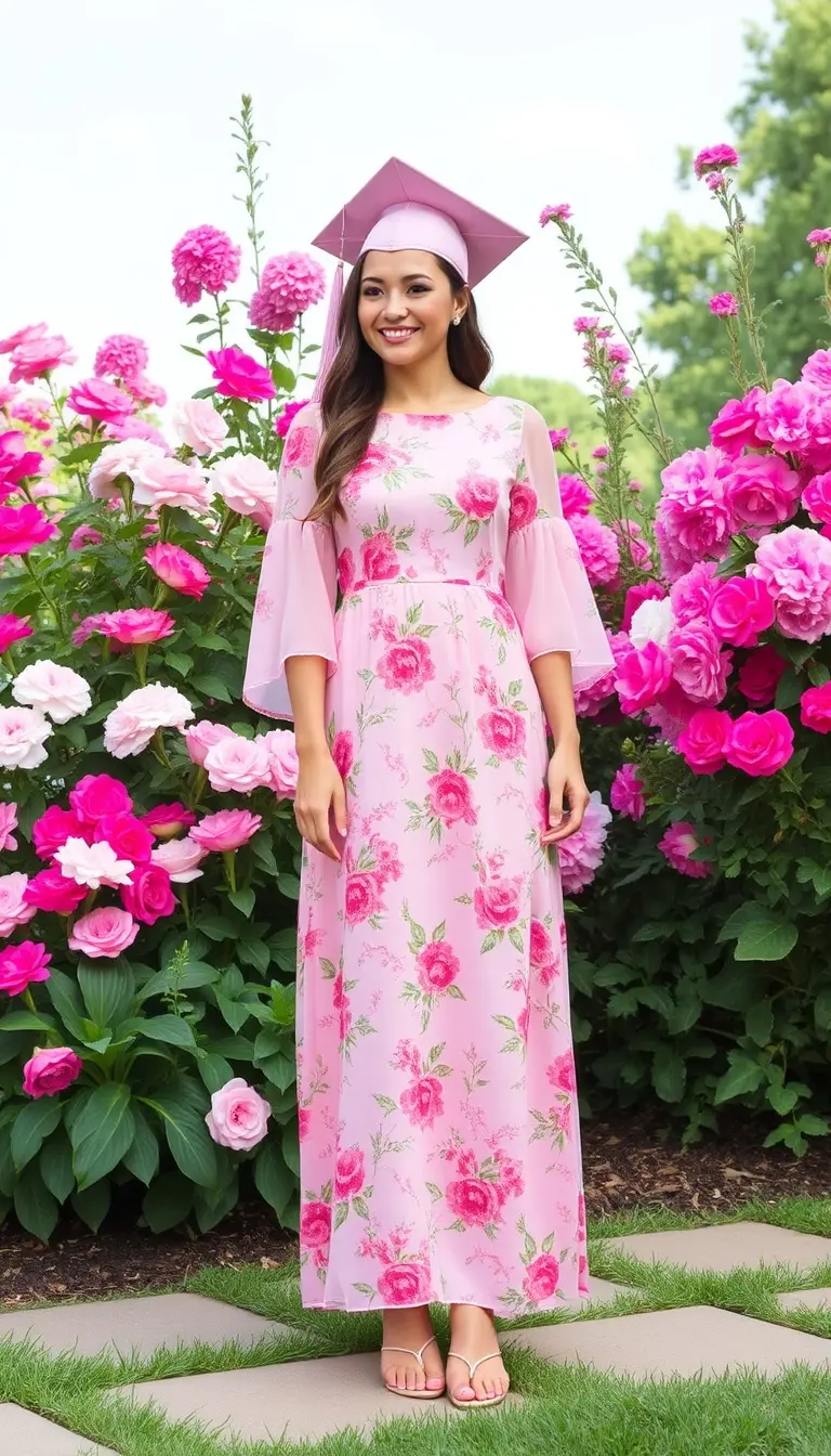 Pink Graduation Dress Floral