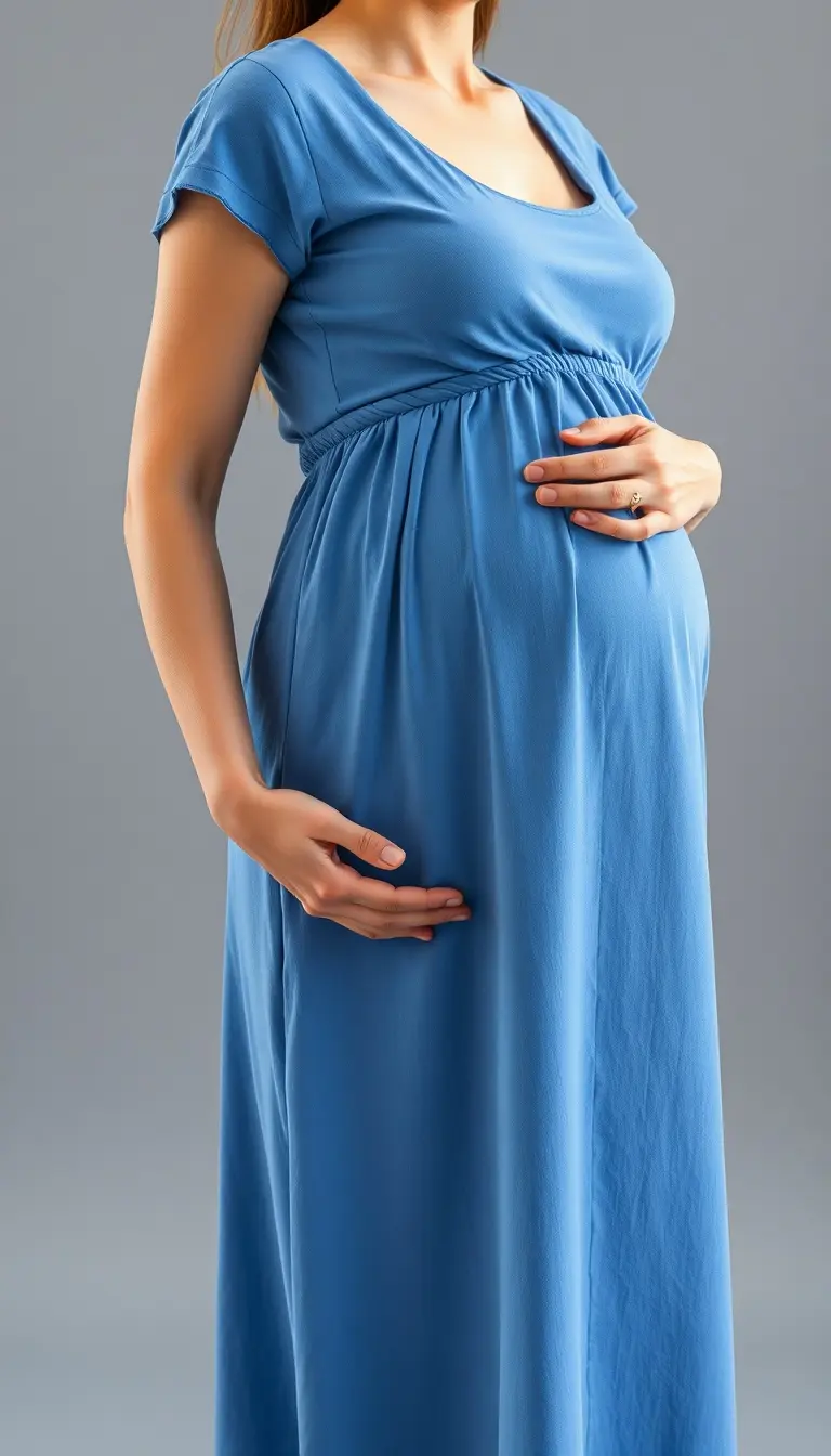 Empire Waist Maternity Dress in blue
