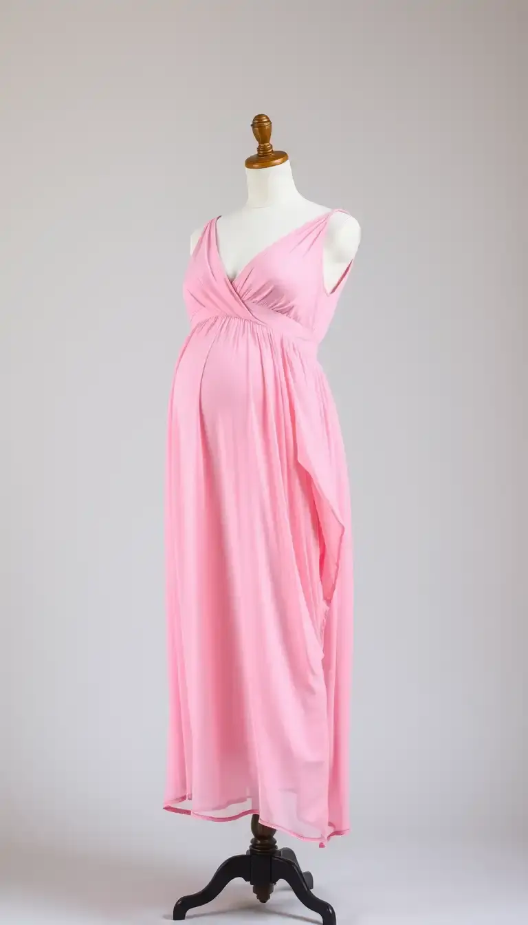 Chiffon Flowy Maternity Dress pink