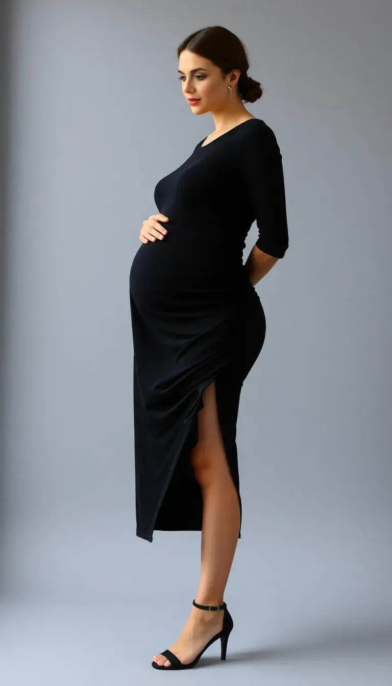 Ruched Side Maternity Dress in black