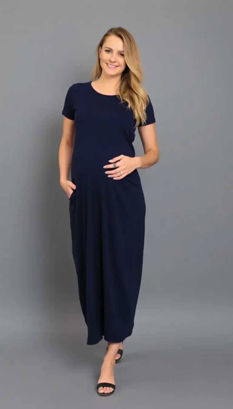 Jersey Knit Maternity Dress in Navy