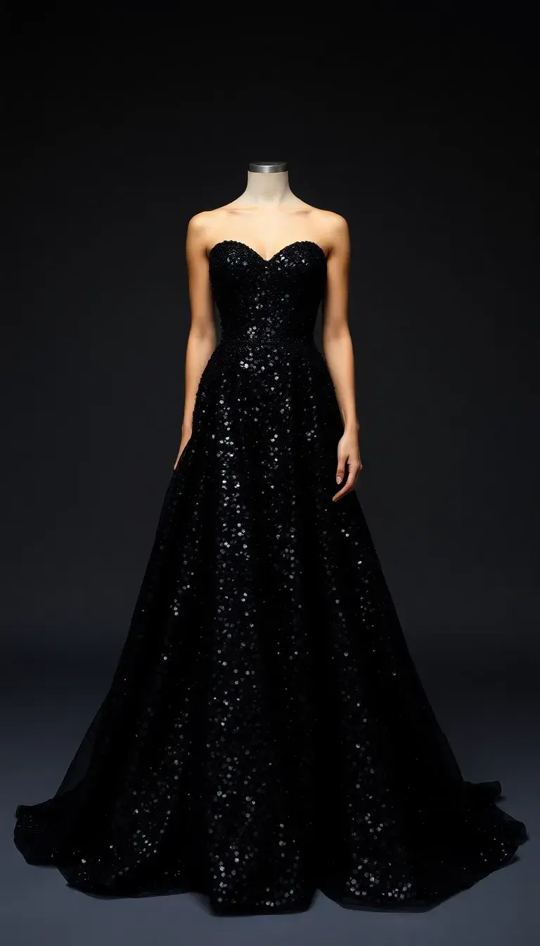 Black Sequin Gown