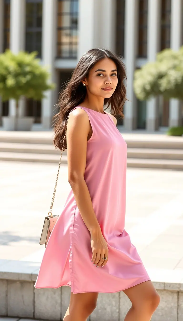 Pink Silk Shift Dress