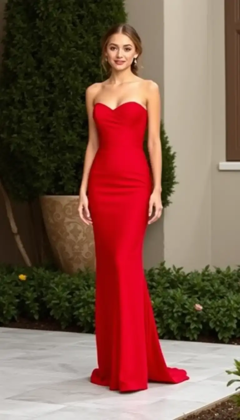 Red Mermaid Prom Gown strapless floor length