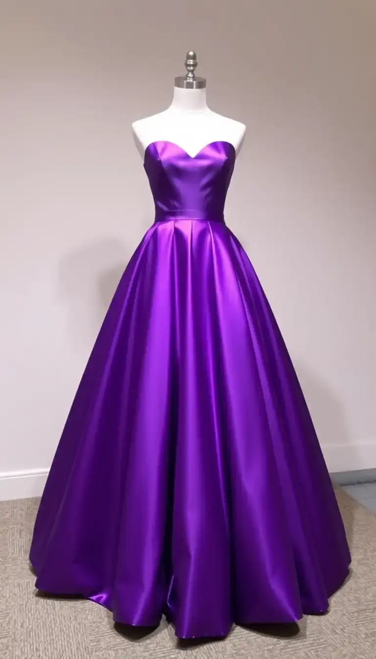 Purple Satin Ball Gown Prom full skirt