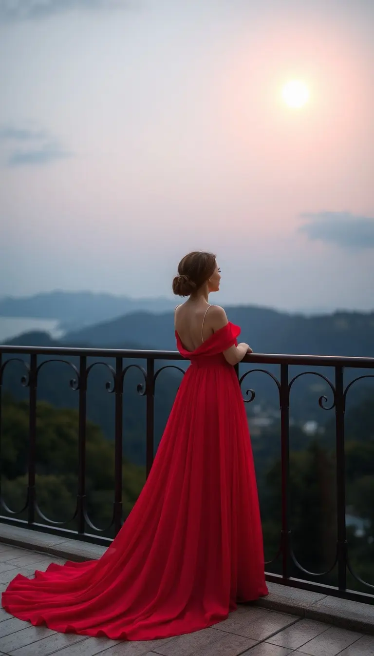 Red Chiffon Gown