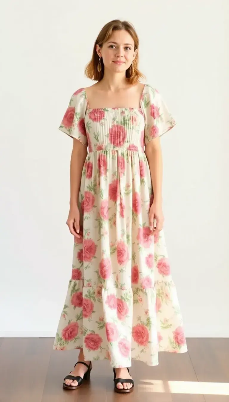 Floral Smock Midi Dress