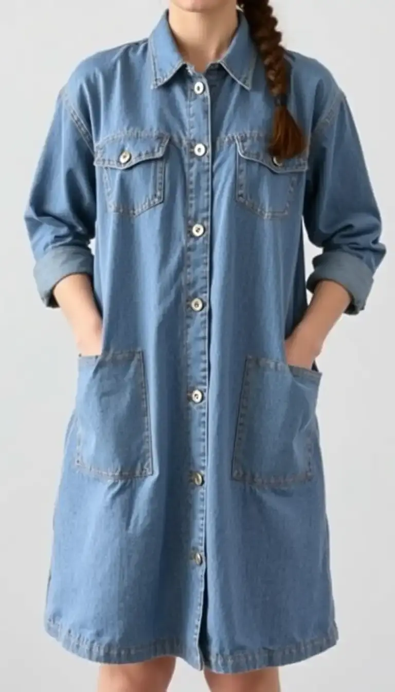 Denim Smock Dress with Pockets