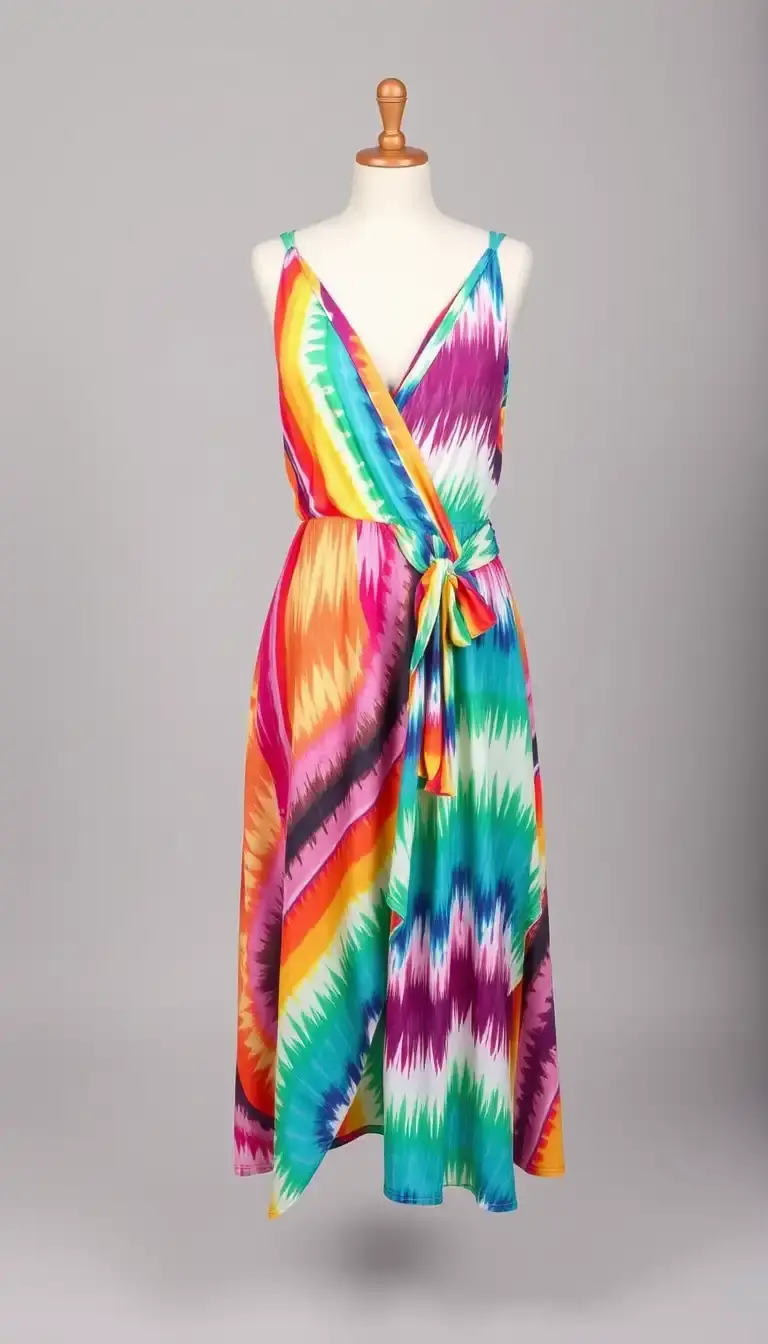 Colorful wrap sundress studio photo