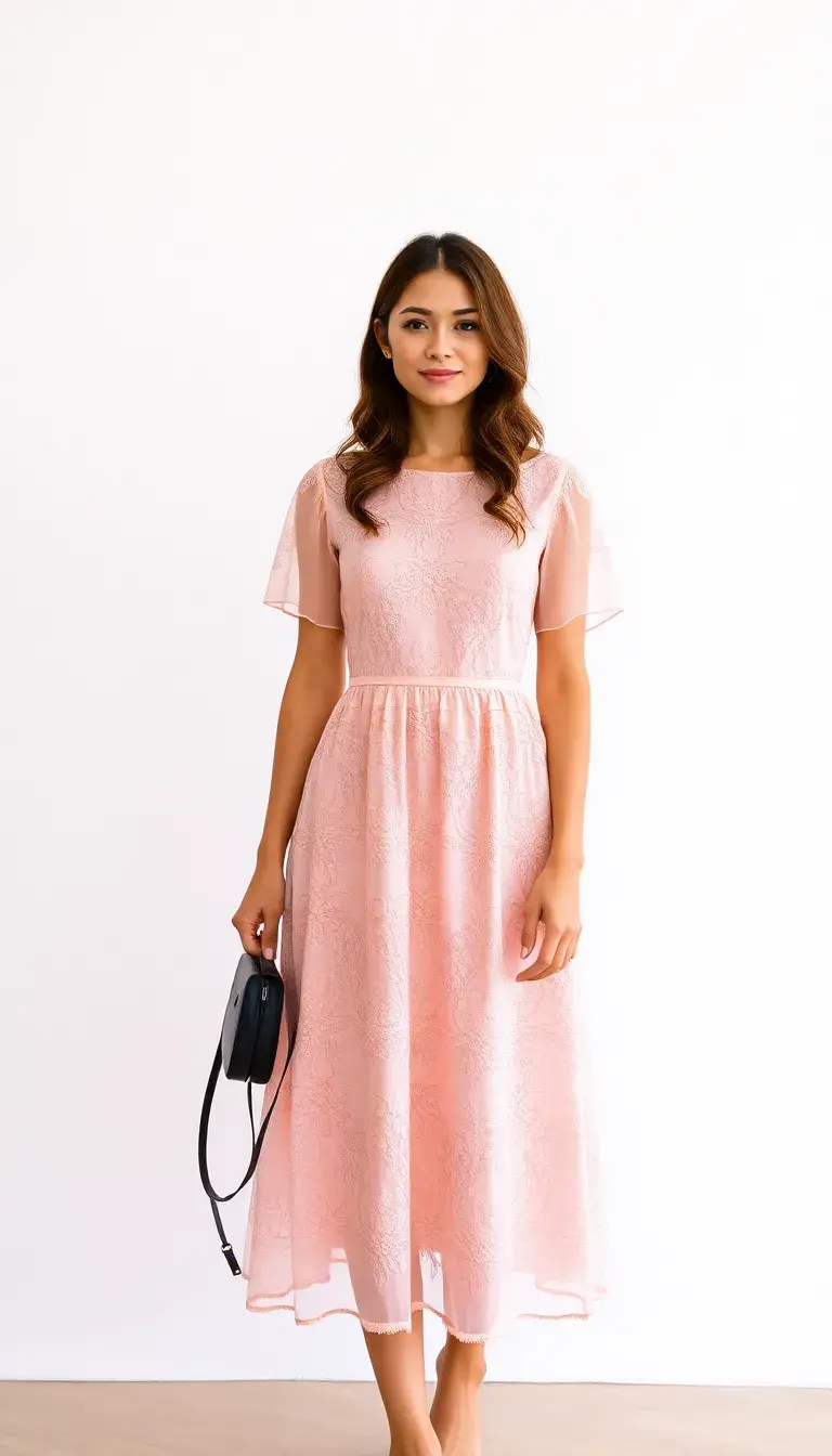 Lace midi dress in pastel