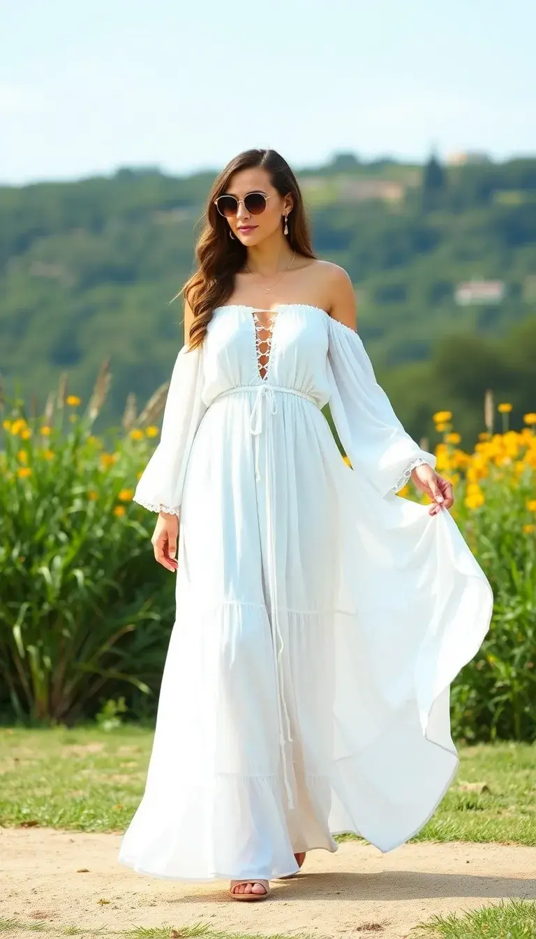 Maxi boho dress in white