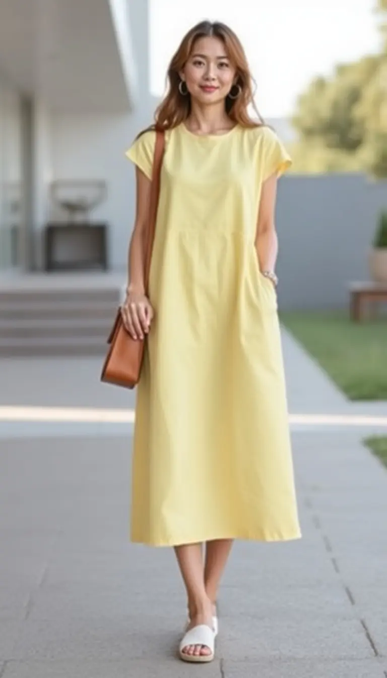 Yellow A-line cotton dress