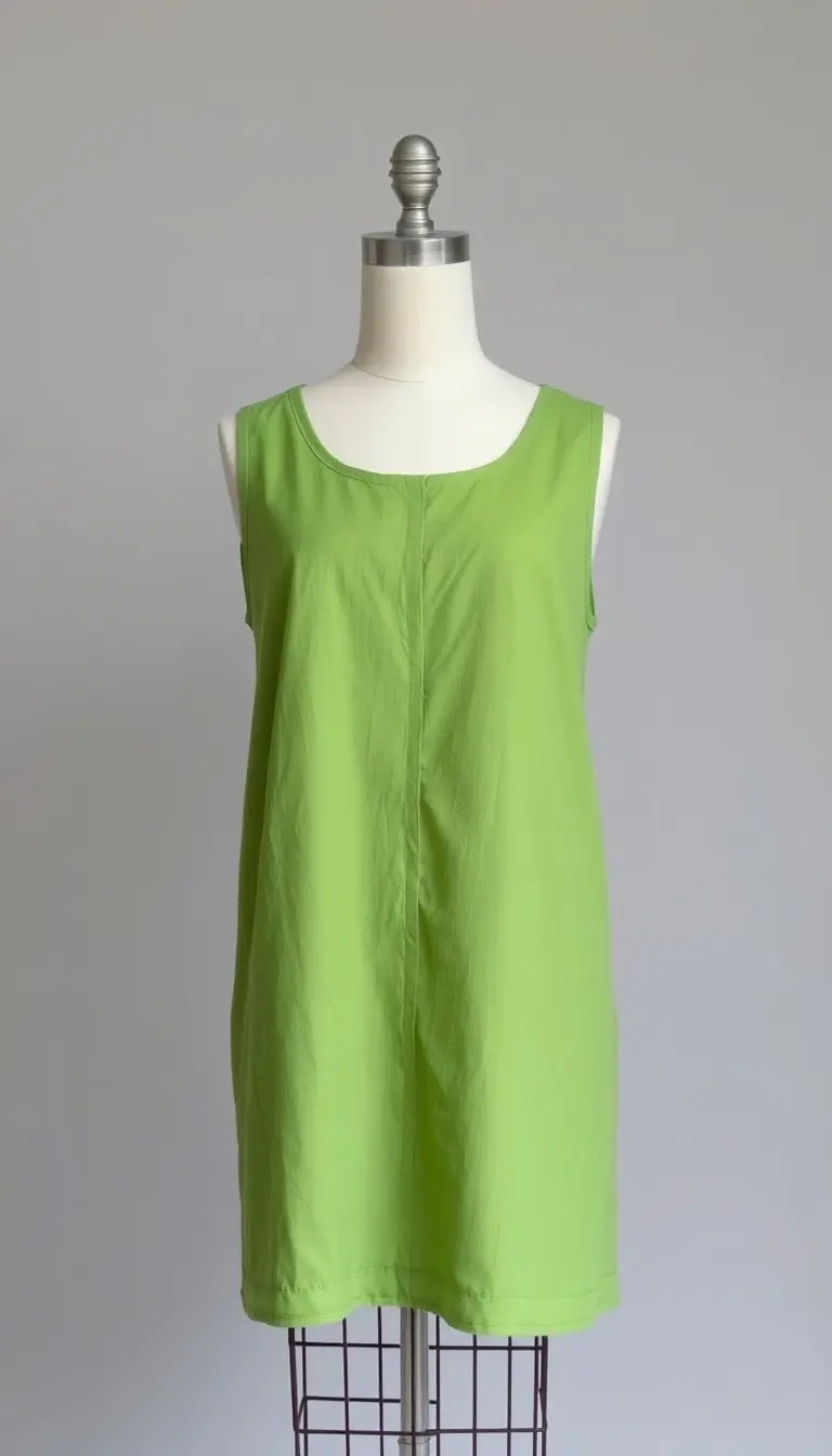 Linen shift dress in green