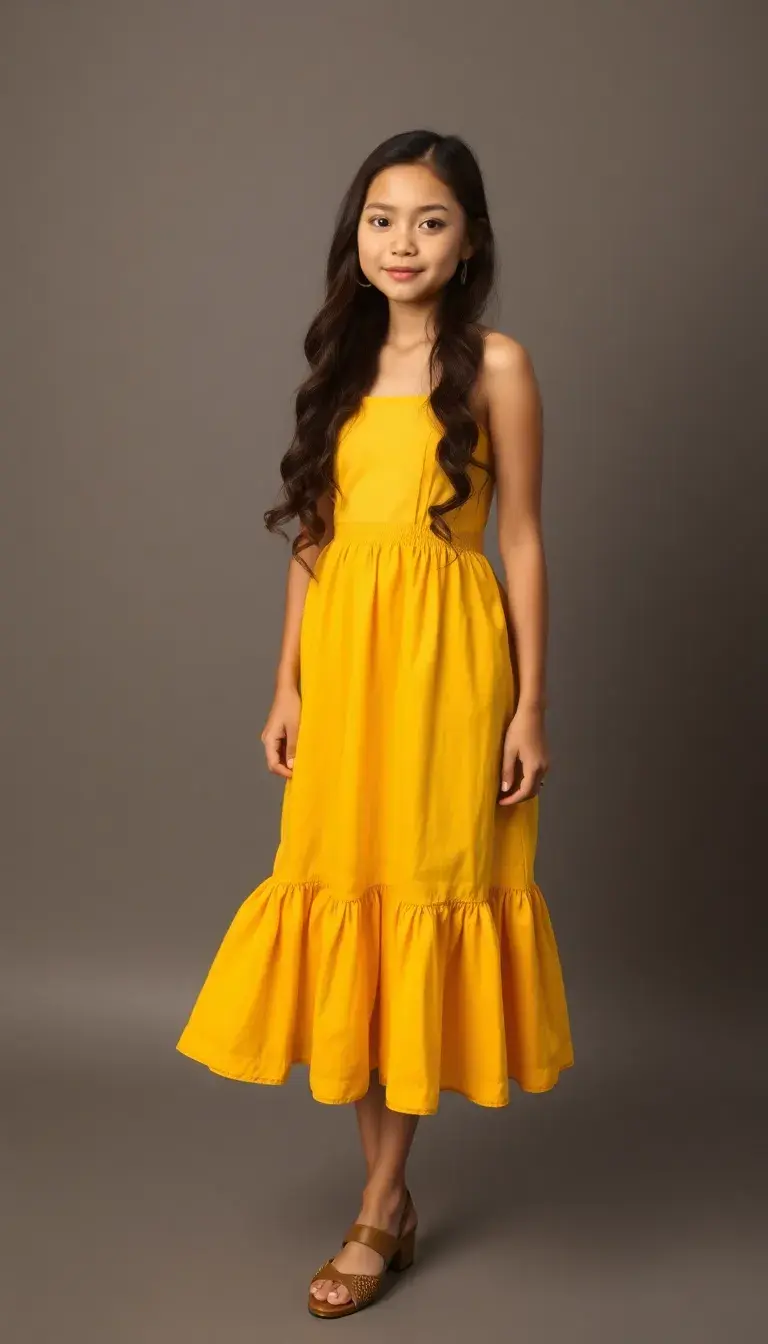 Ruffle Hem Dress in yellow