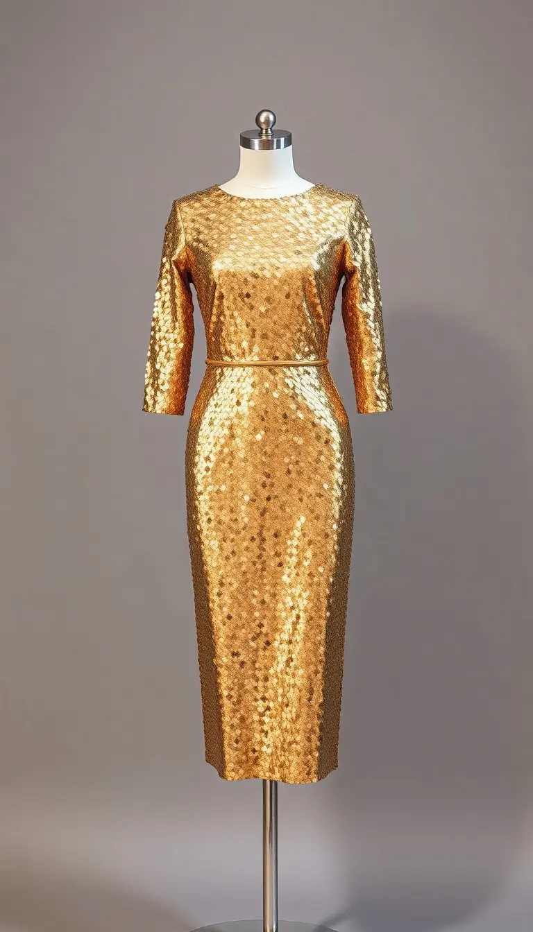 Sequin midi dress in gold