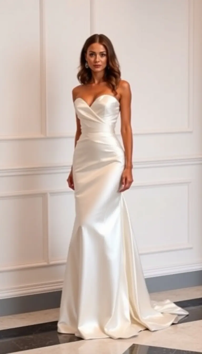 White Satin Evening Gown
