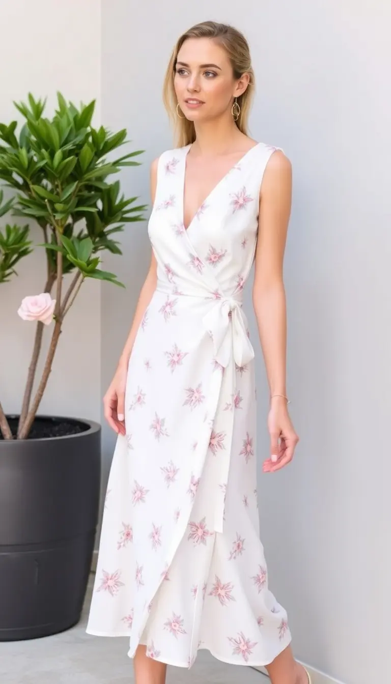 White Floral Print Dress