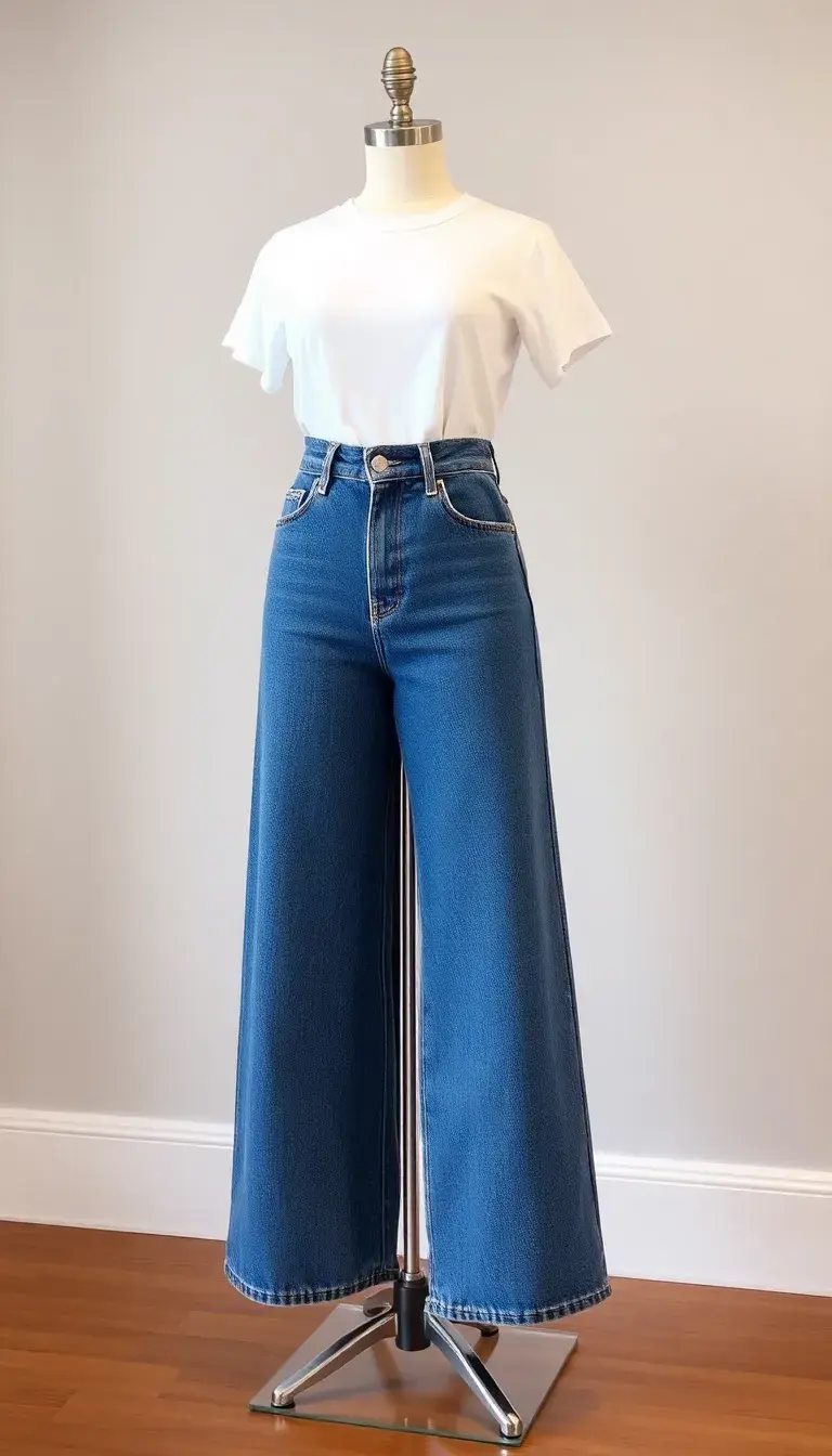 High Rise Wide Leg Denim Jeans