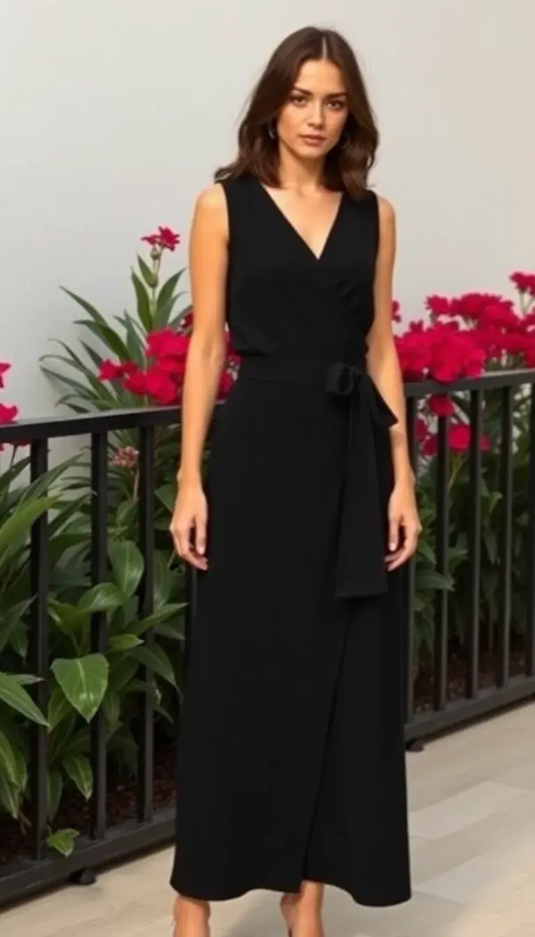 Wrap Black Midi Dress