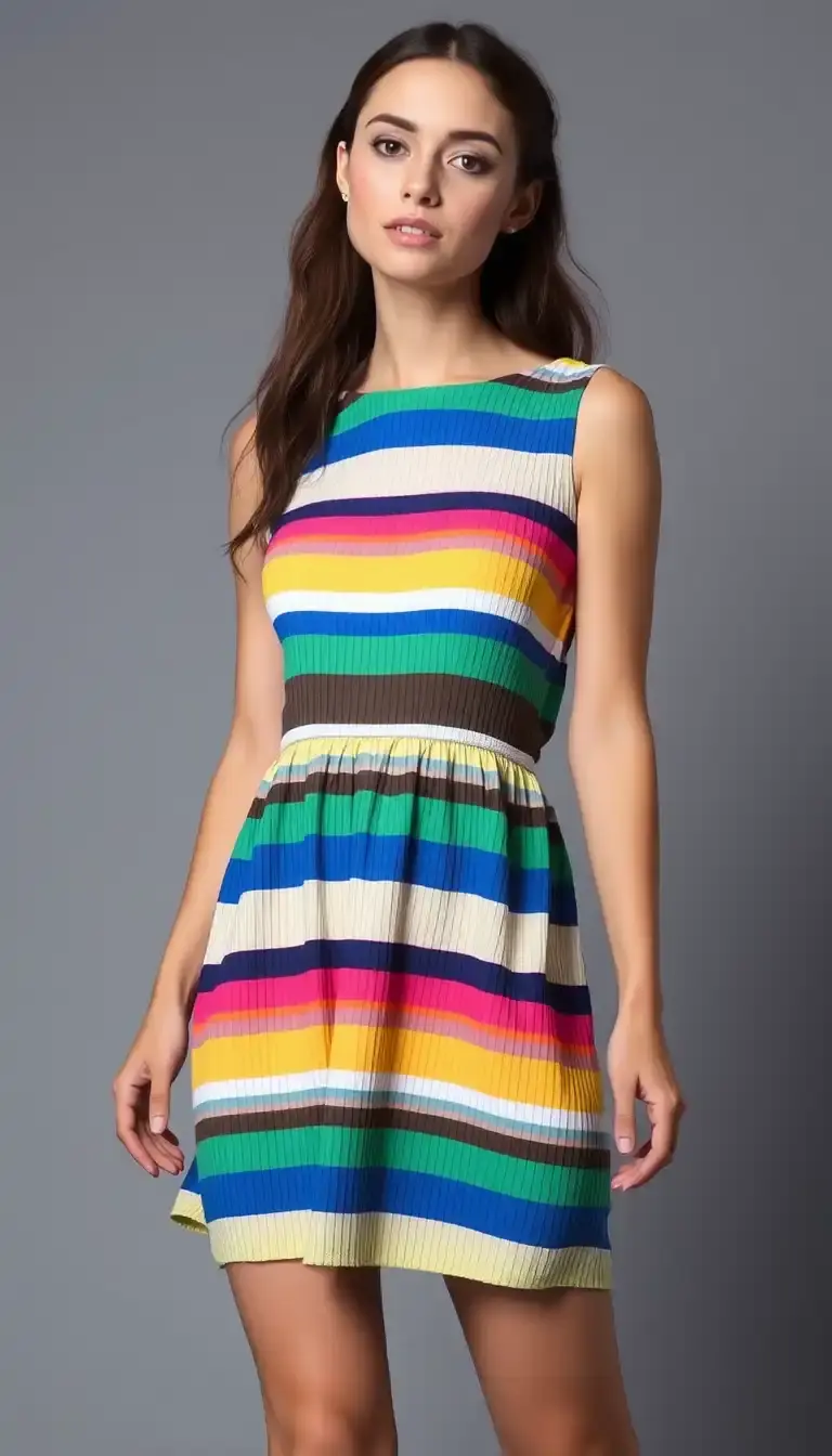 Striped Multicolor Mini Dress