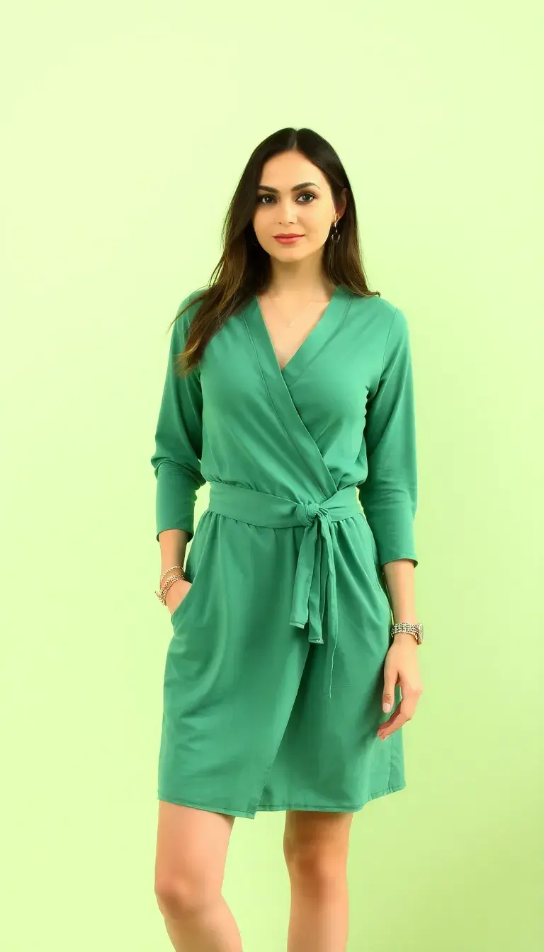 Wrap Mini Dress in Green