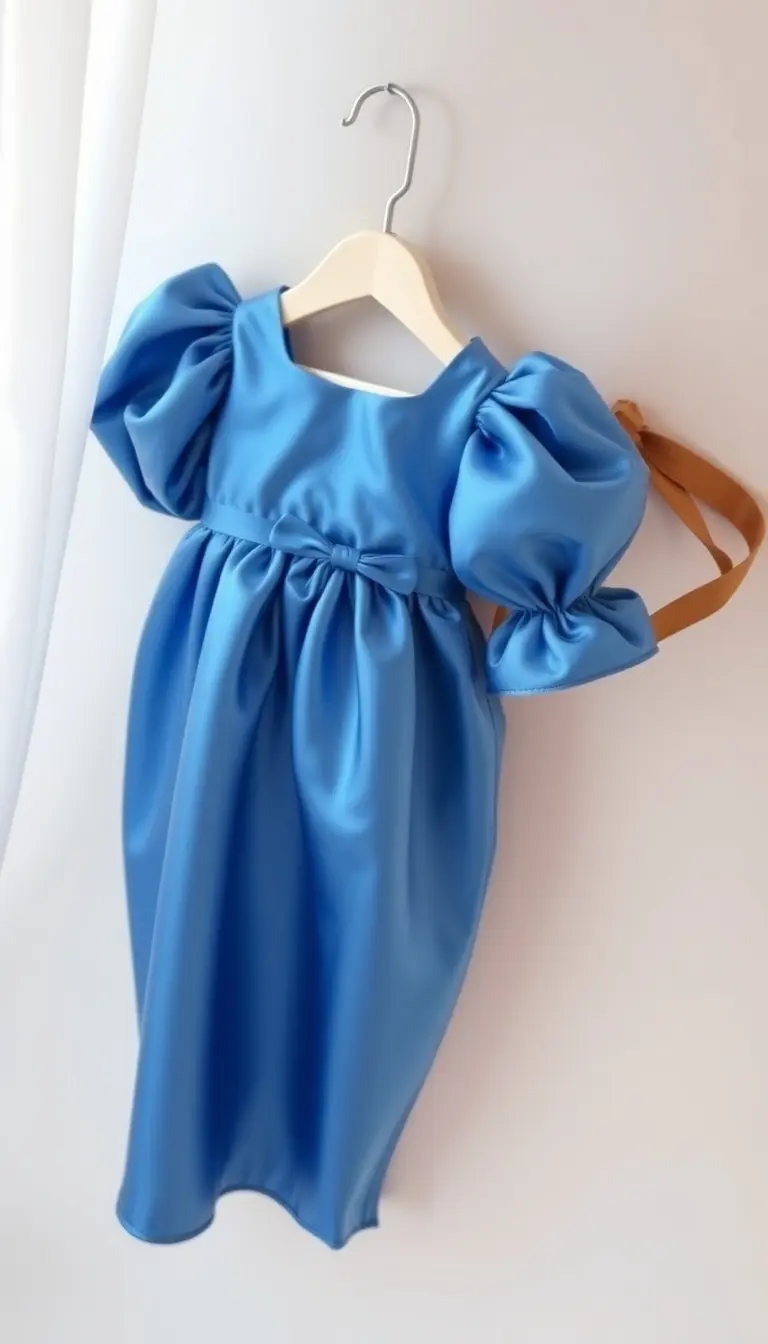 Blue Satin Babydoll Dress