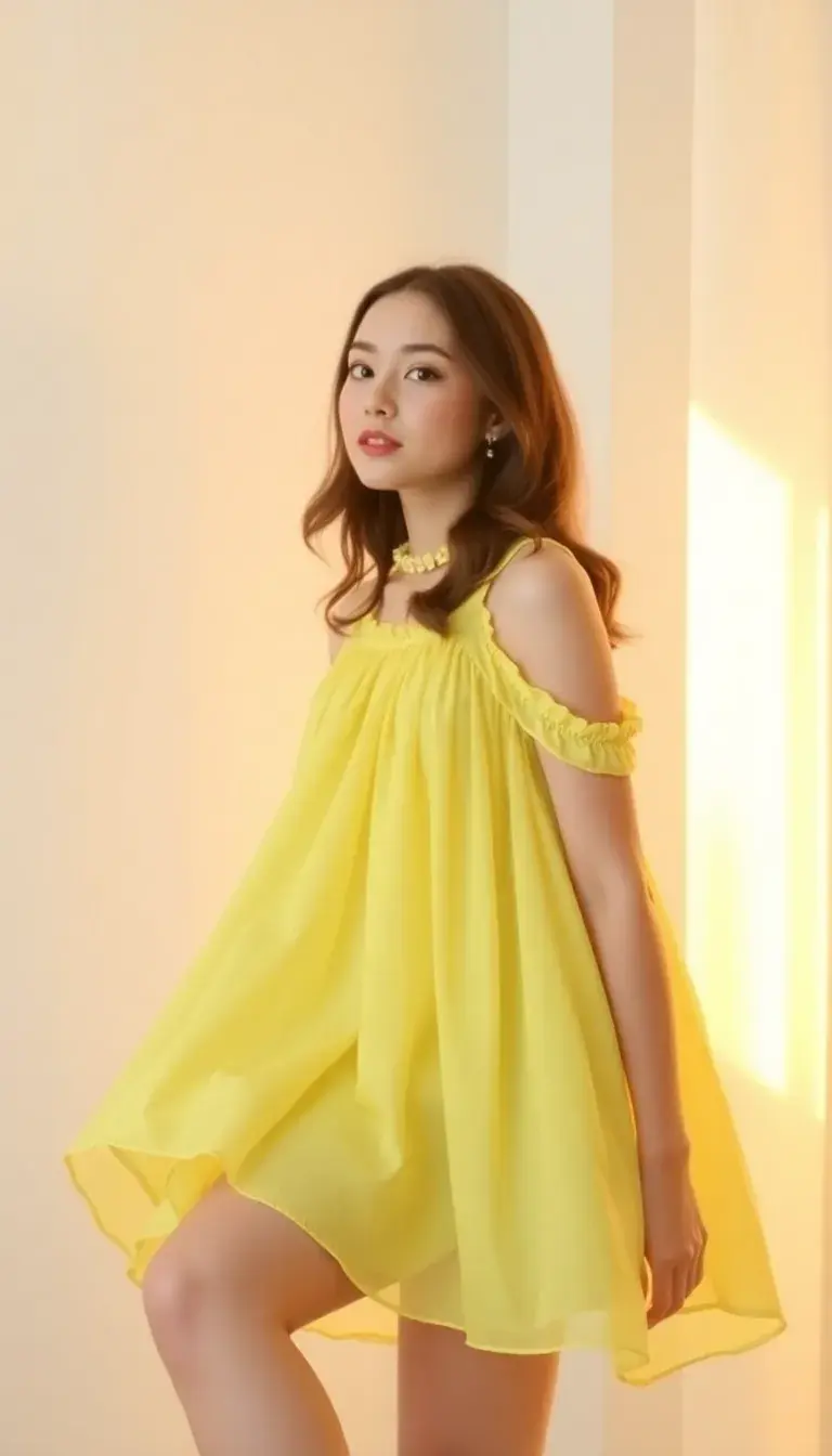 Yellow Chiffon Babydoll Dress