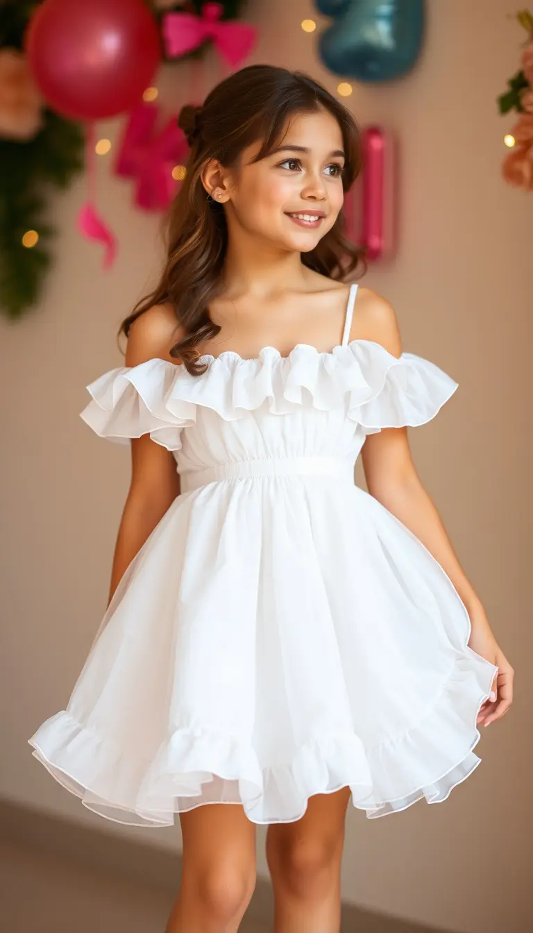 White Ruffled Birthday Dress