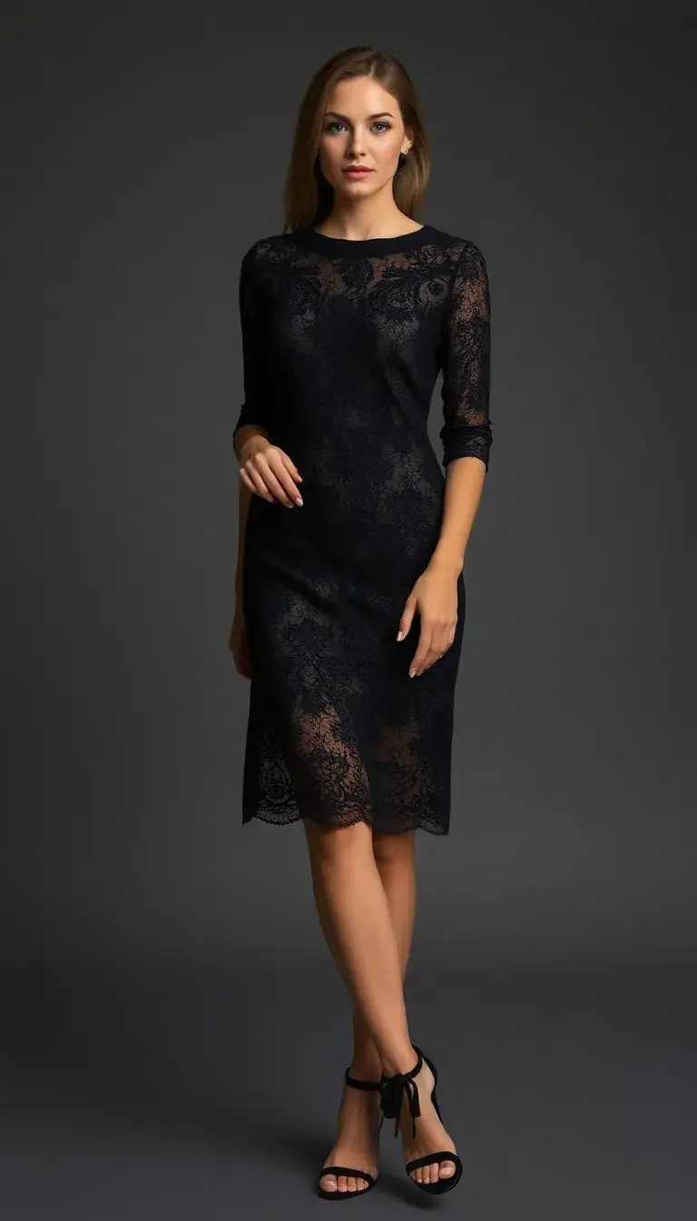 Black lace dress with sleeves