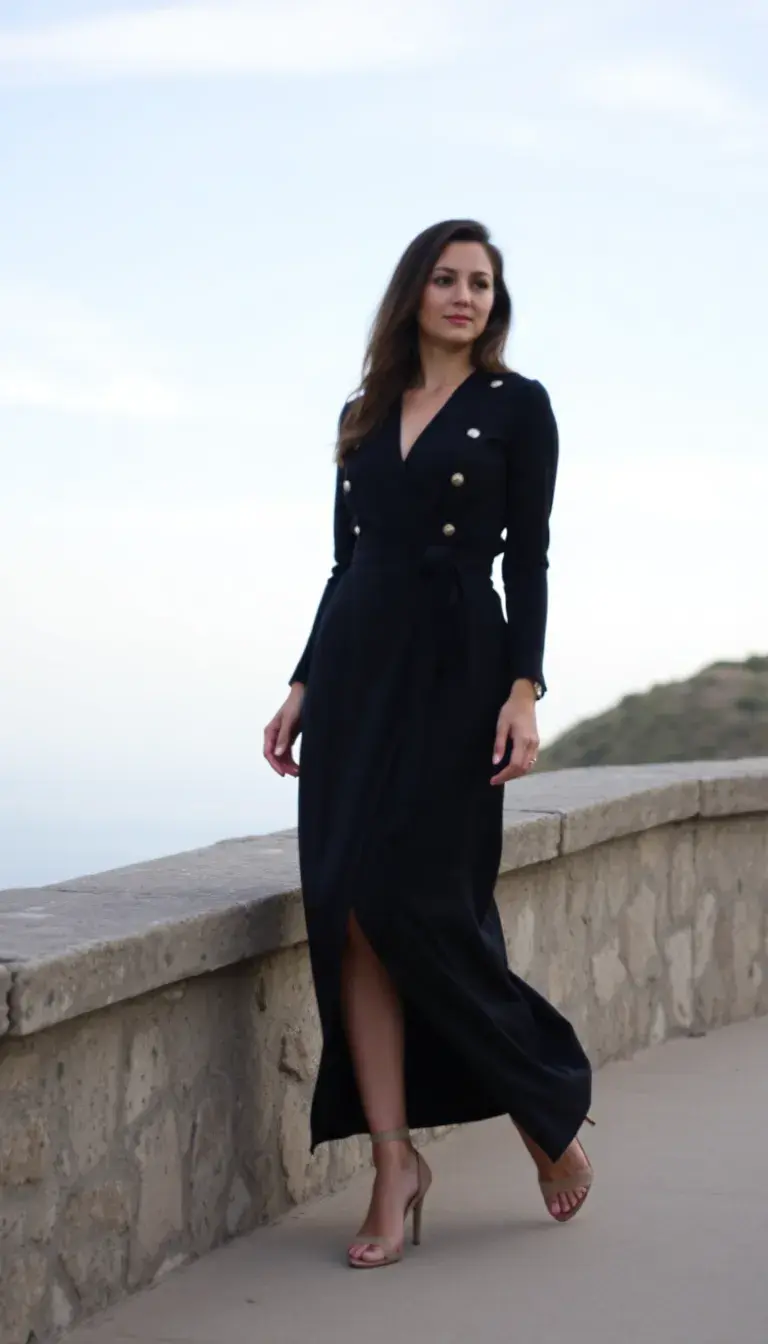 Black wrap dress with belt