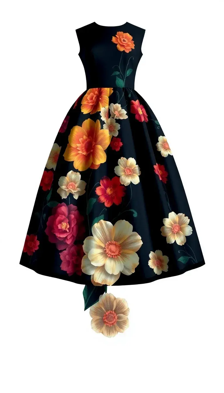 Abstract Floral Dress