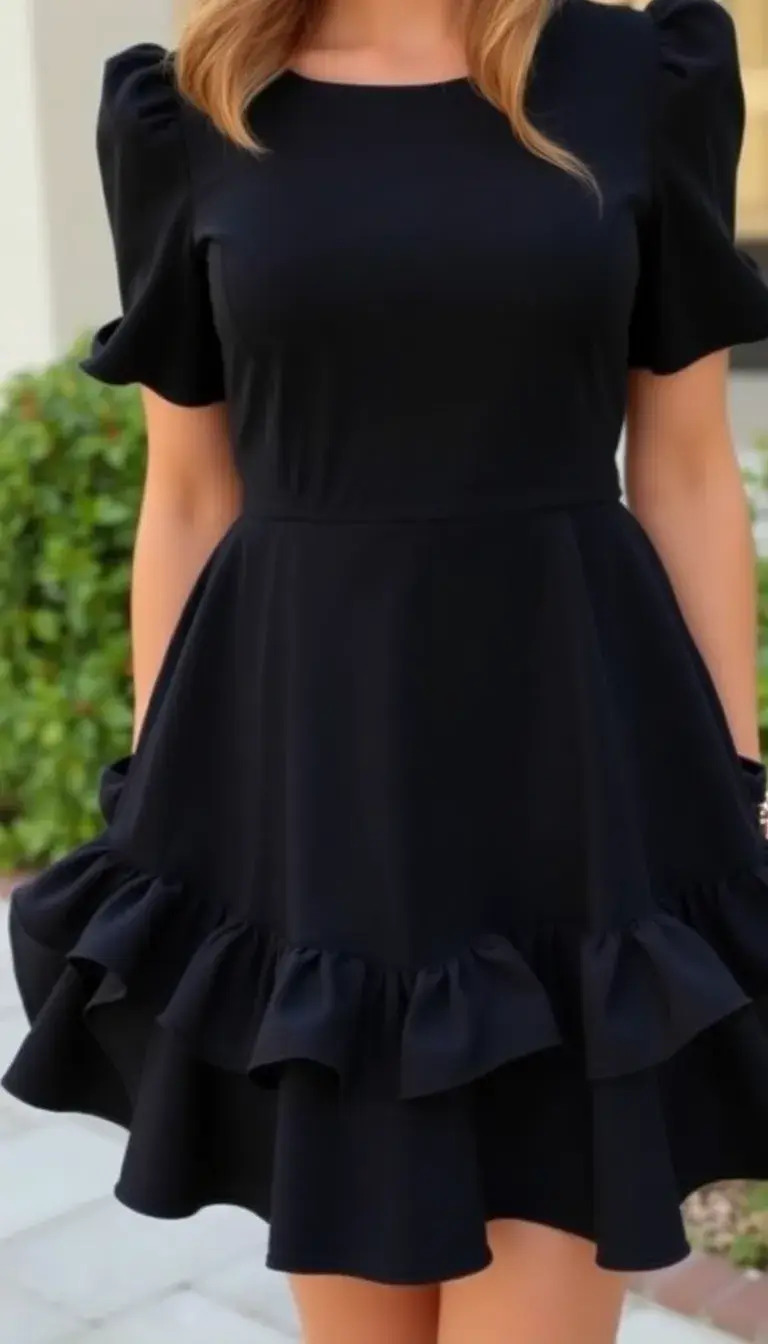 Black Dress with Ruffles