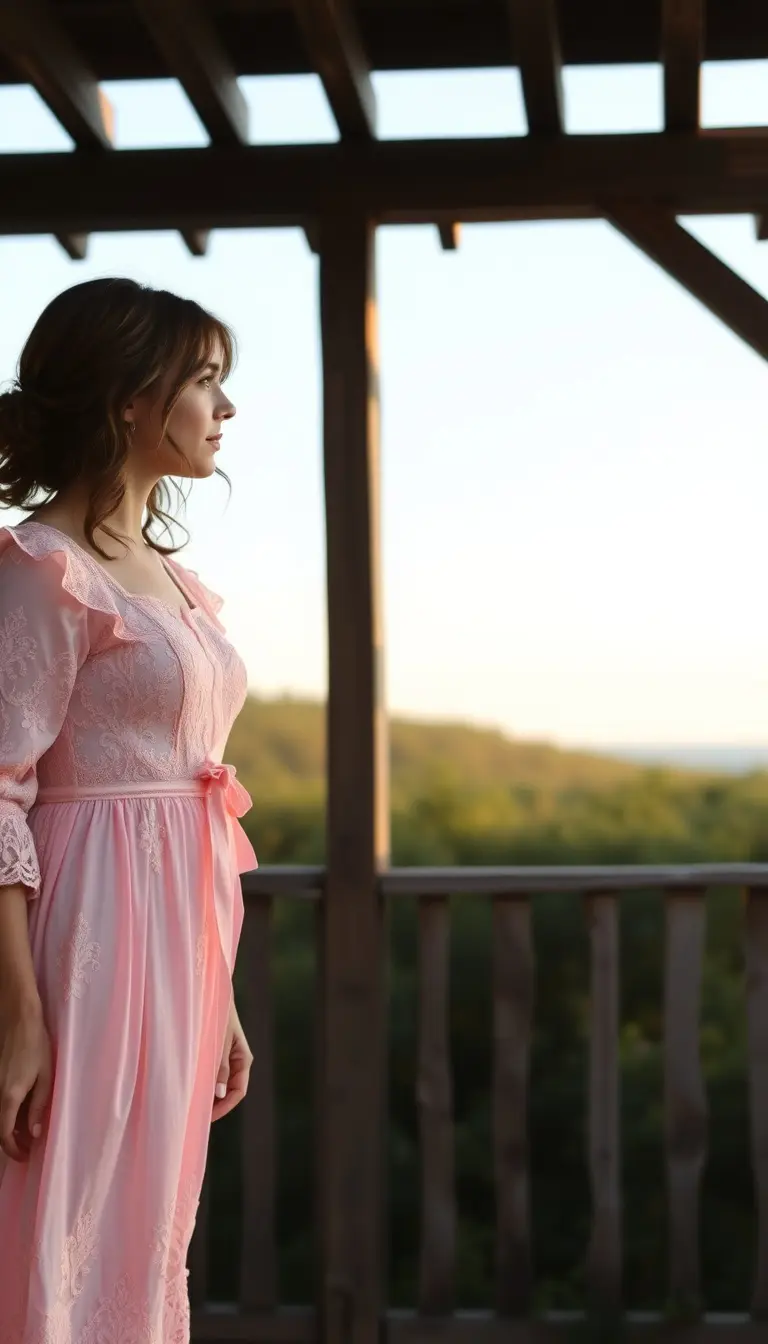 Lace Milkmaid Dress in Pink
