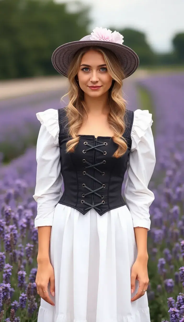 Corset Milkmaid Dress in Lavender