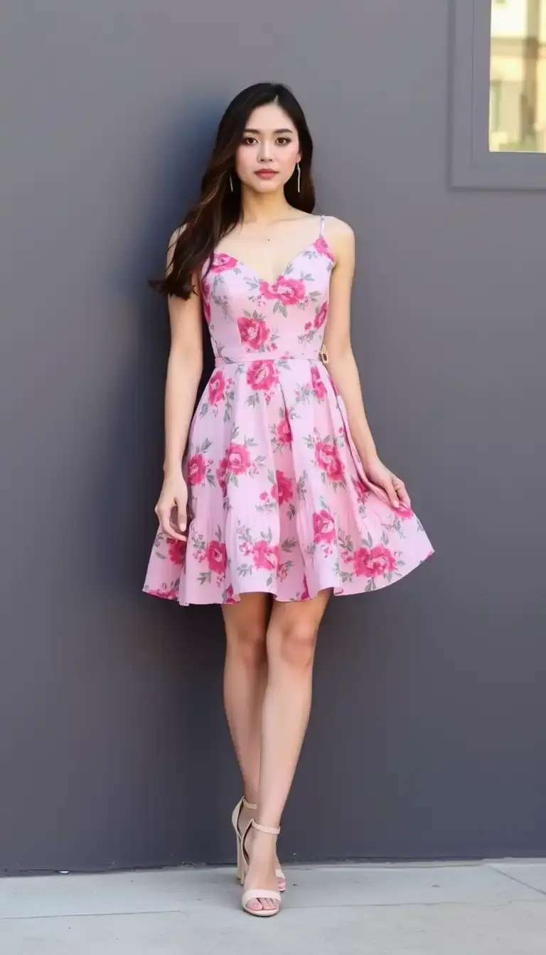 Floral Mini Dress in Pink