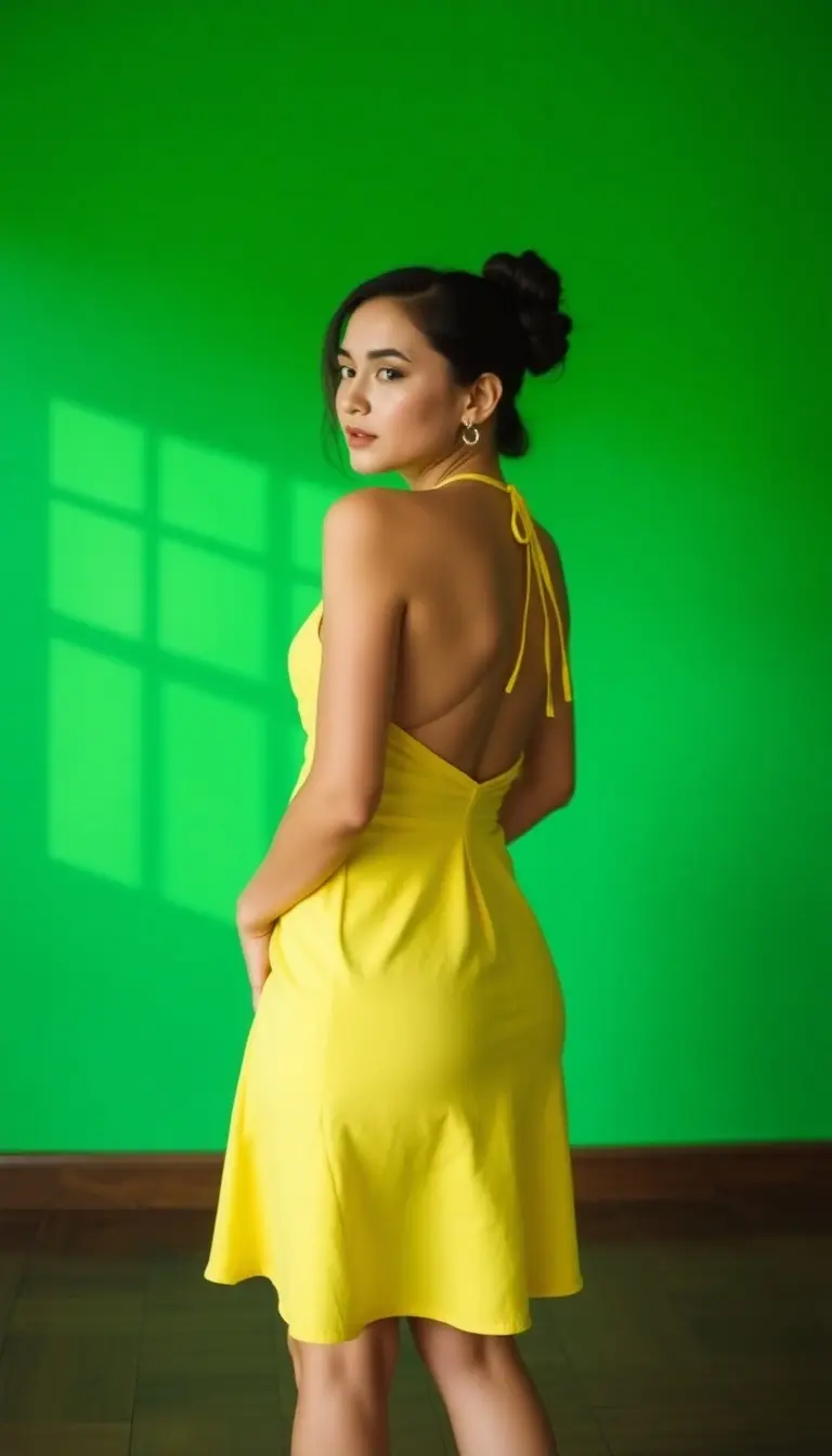 Halter Mini Dress in Yellow