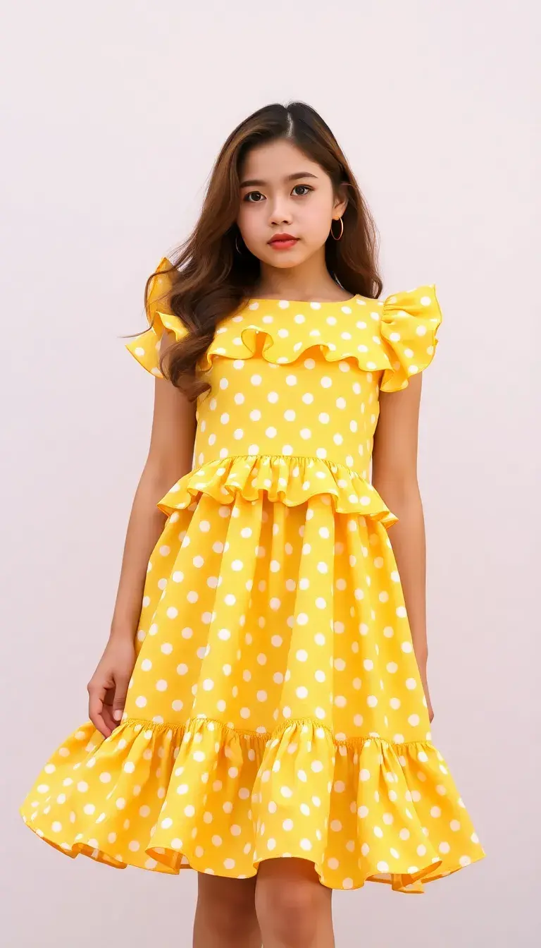 Yellow Polka Dot Dress with ruffles