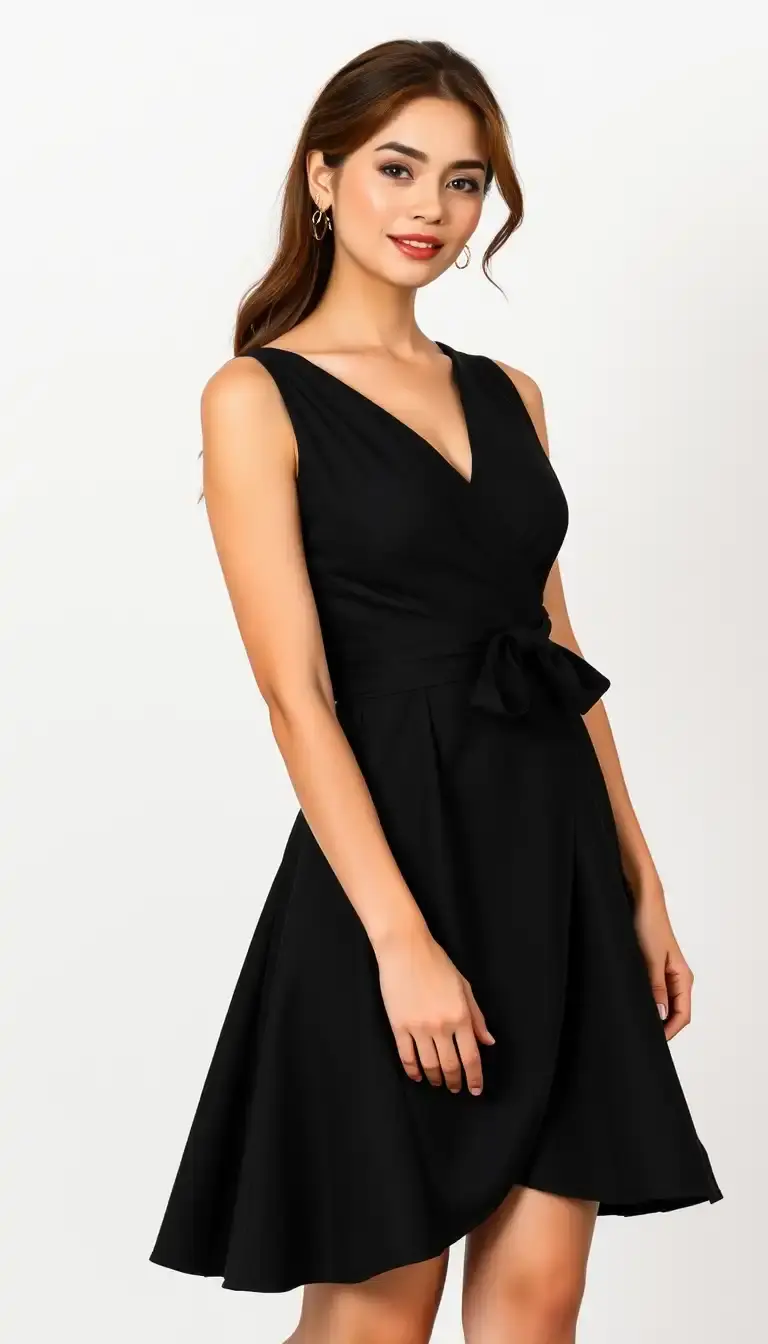 Wrap Semi Formal dress in black