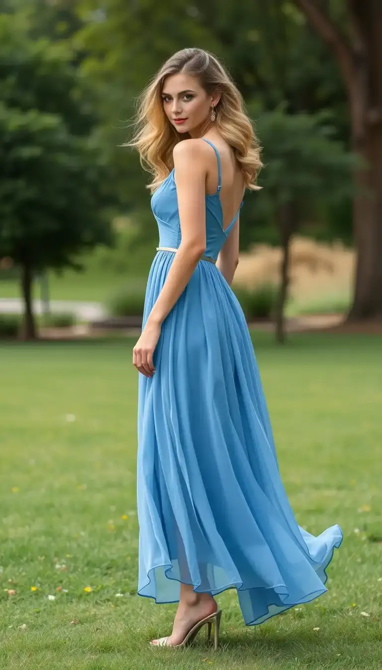 Chiffon Semi Formal dress in blue