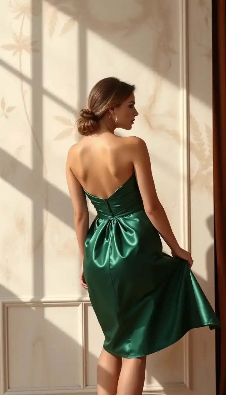 Satin Semi Formal dress in green