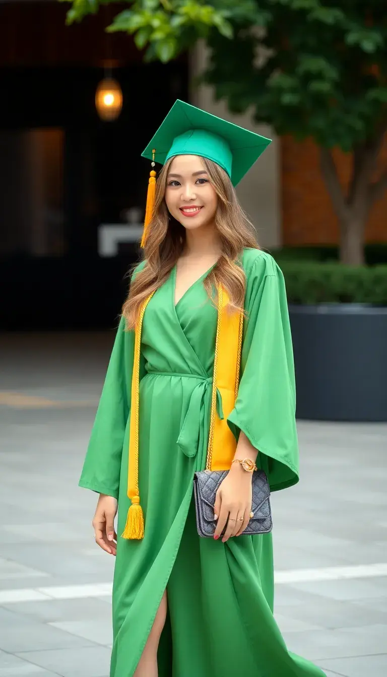 Green Graduation Wrap Dress