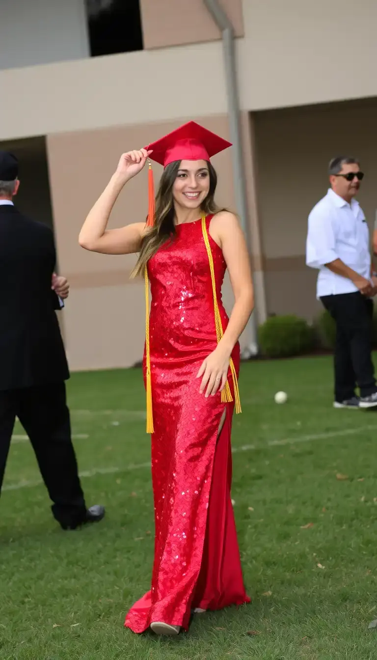 Red Graduation Sequin Dress