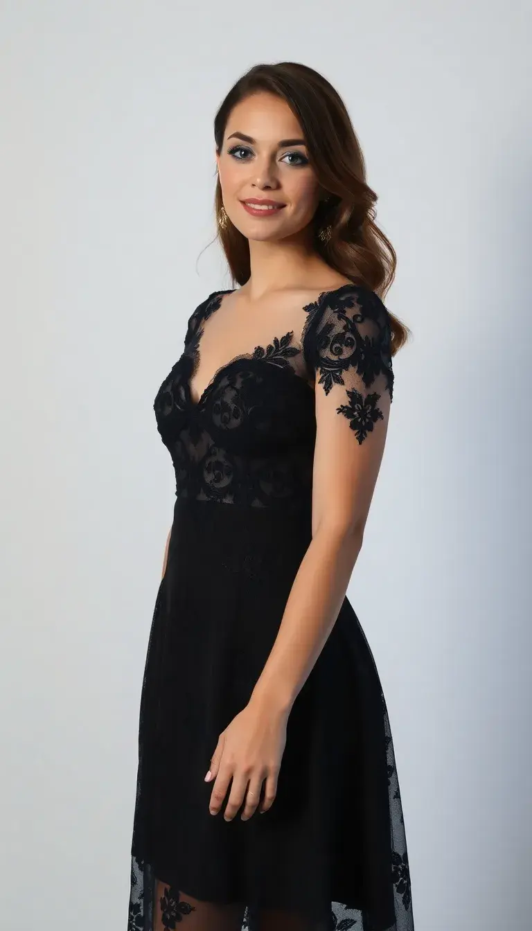 a lace party dress for lady in black